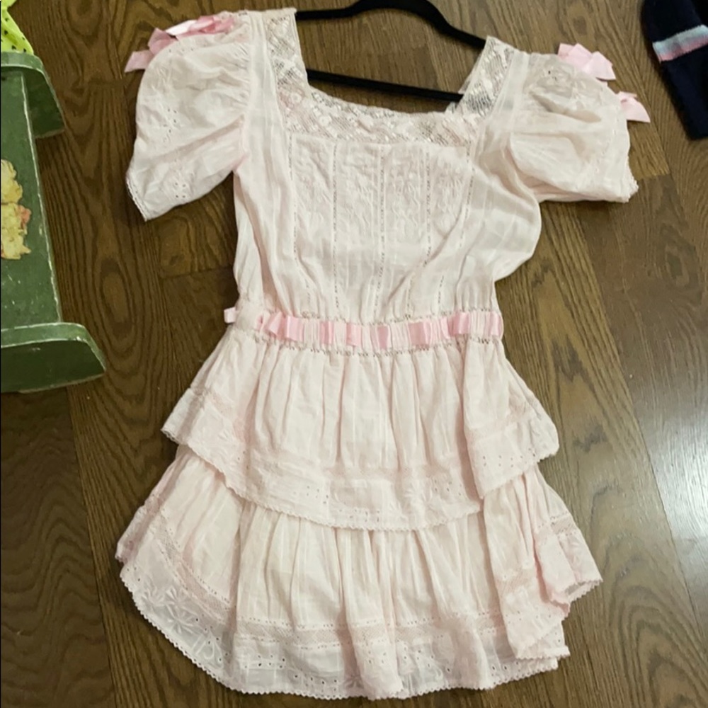 Preppy light pink loveshackfancy dress